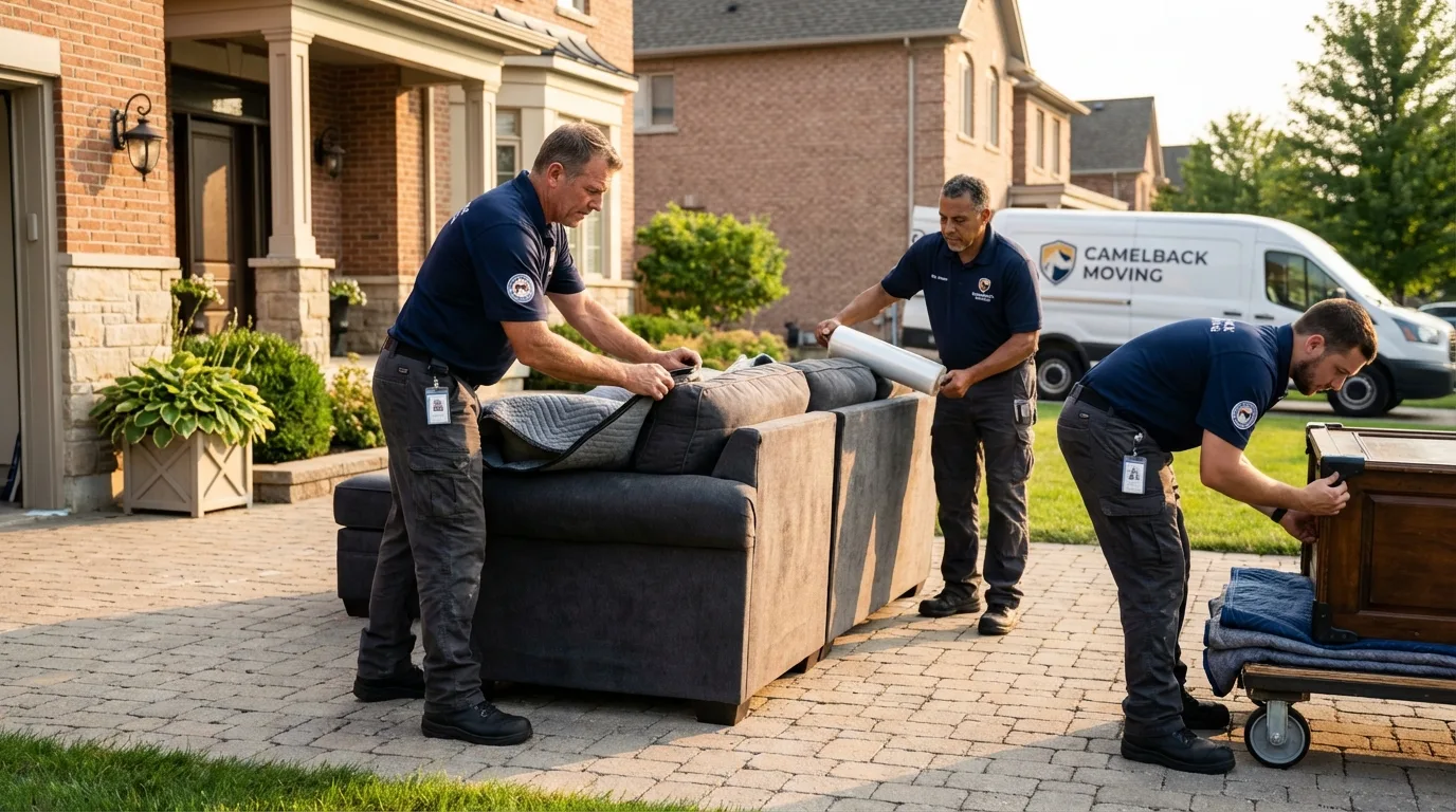 Large estate moving crew wrapping furniture in Braidwood, IL