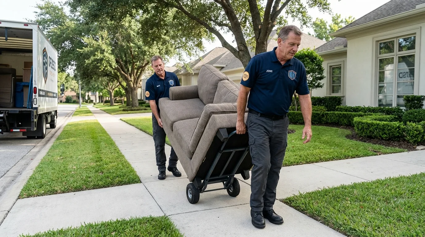 Local residential moving crew loading furniture in Braidwood, IL